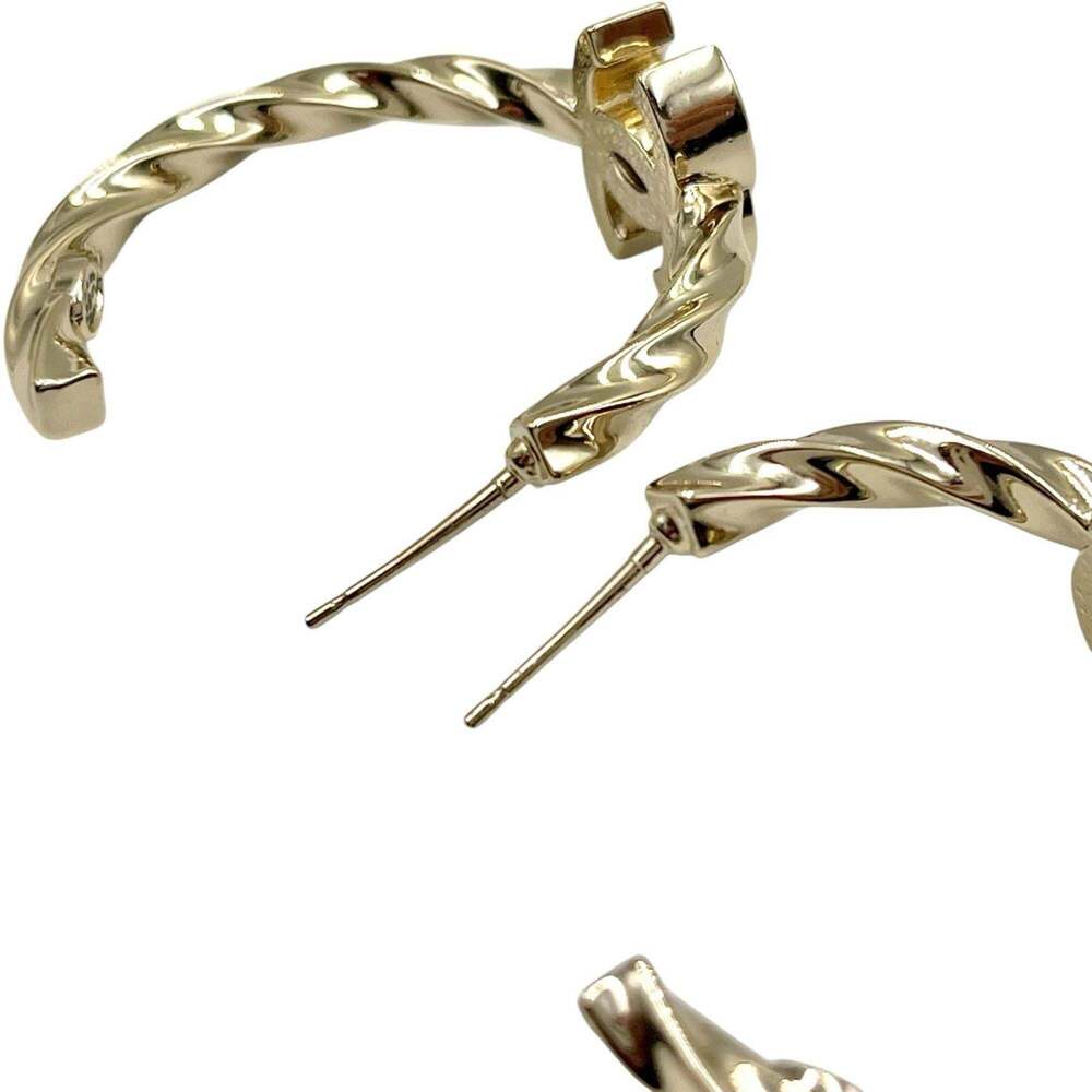 CHANEL Authentic Gold Logo Earrings - Picture 6 of 9